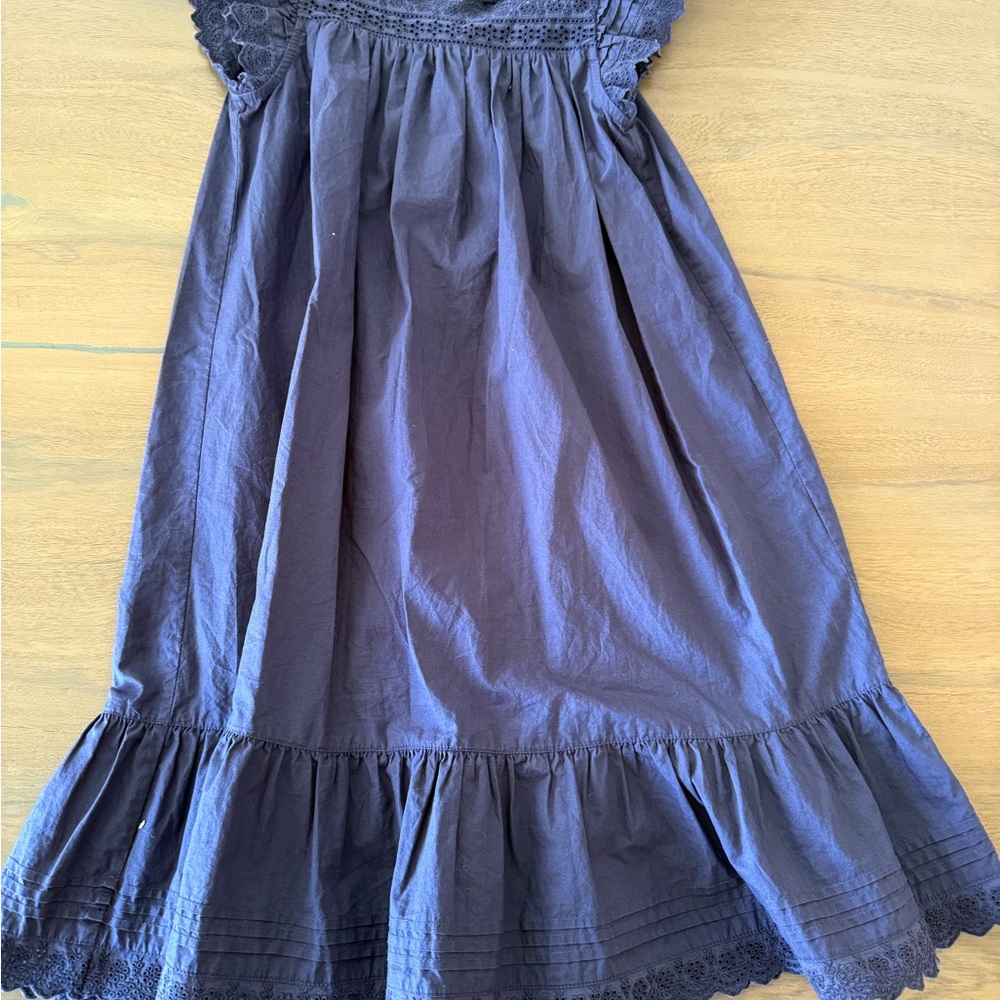Navy Doen Girls Dress with Lace Details